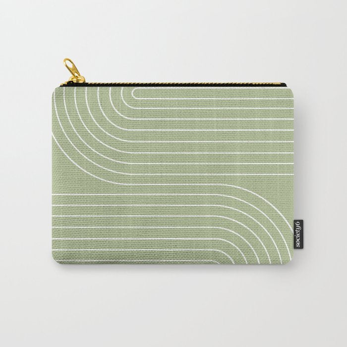 Minimal Line Curvature XXII Pastel Green Mid Century Modern Arch Abstract Carry All Pouch Gallery Image 1