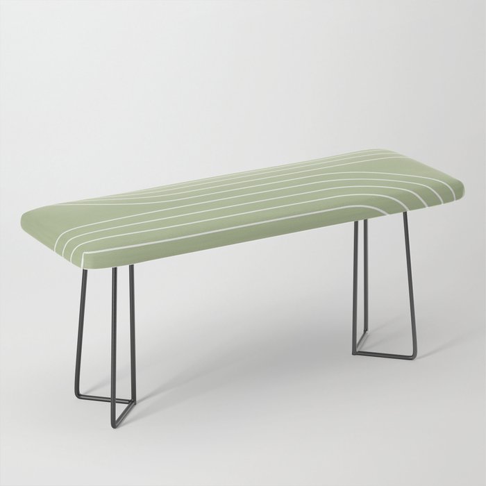 Minimal Line Curvature XXII Pastel Green Mid Century Modern Arch Abstract Bench Gallery Image 1