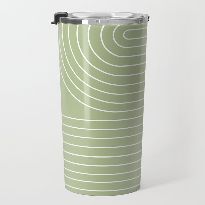 Minimal Line Curvature XXII Pastel Green Mid Century Modern Arch Abstract Travel Mug Gallery Image 3