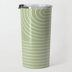 Minimal Line Curvature XXII Pastel Green Mid Century Modern Arch Abstract Travel Mug Gallery Image 3