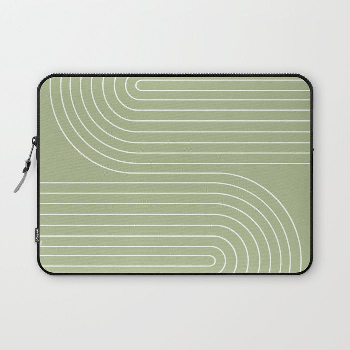 Minimal Line Curvature XXII Pastel Green Mid Century Modern Arch Abstract Laptop Sleeve Gallery Image 1