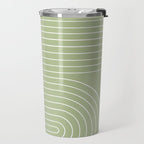 Minimal Line Curvature XXII Pastel Green Mid Century Modern Arch Abstract Travel Mug Gallery Image 2