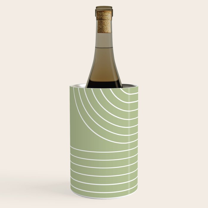 Minimal Line Curvature XXII Pastel Green Mid Century Modern Arch Abstract Wine Chiller Gallery Image 2