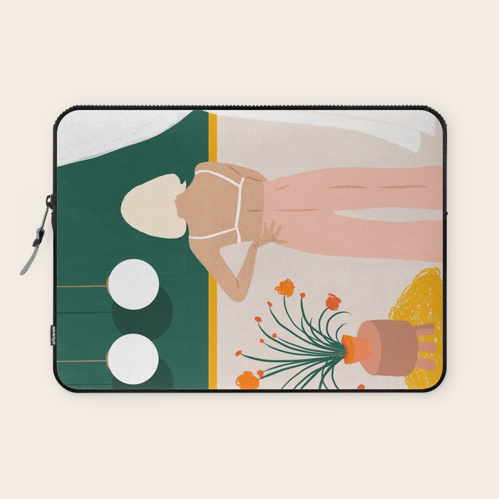 Texting, Millennial Woman Young Bohemian High Fashion Love Pastel Home Decor Blush Laptop Sleeve Gallery Image 1