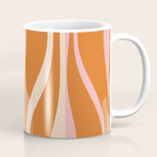 Mid Century Modern Retro Lounge Striped Ogee Pattern Pink Orange Cream Coffee Mug Gallery Image 1