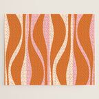 Mid Century Modern Retro Lounge Striped Ogee Pattern Pink Orange Cream Jigsaw Puzzle Gallery Image 1