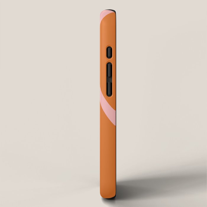 Mid Century Modern Retro Lounge Striped Ogee Pattern Pink Orange Cream iPhone Case Gallery Image 2