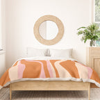 Mid Century Modern Retro Lounge Striped Ogee Pattern Pink Orange Cream Duvet Cover Gallery Image 3