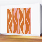 Mid Century Modern Retro Lounge Striped Ogee Pattern Pink Orange Cream Wall Mural Gallery Image 2