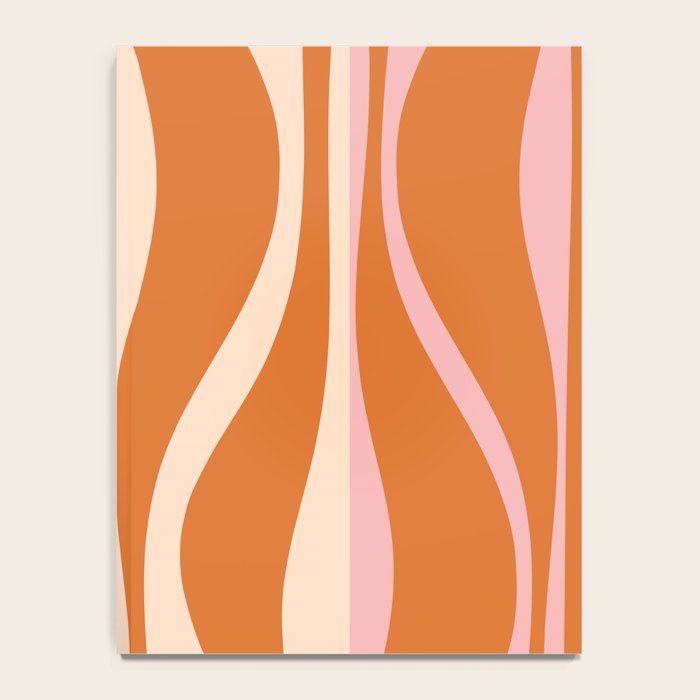 Mid Century Modern Retro Lounge Striped Ogee Pattern Pink Orange Cream Notebook Gallery Image 4