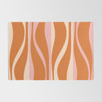 Mid Century Modern Retro Lounge Striped Ogee Pattern Pink Orange Cream Rug Gallery Image 2