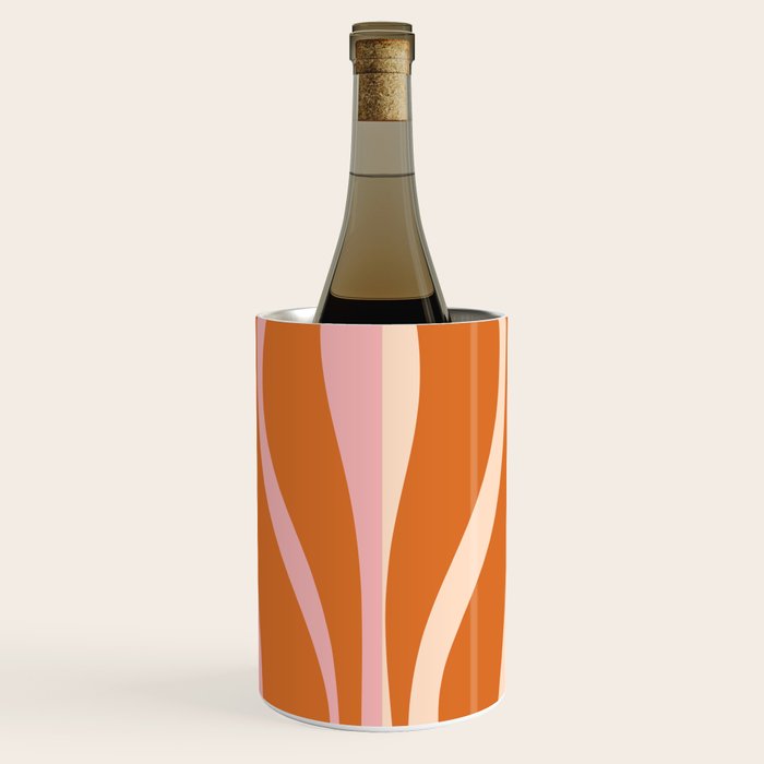 Mid Century Modern Retro Lounge Striped Ogee Pattern Pink Orange Cream Wine Chiller Gallery Image 1