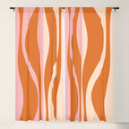 Mid Century Modern Retro Lounge Striped Ogee Pattern Pink Orange Cream Window Curtain Gallery Image 5