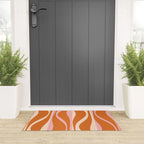 Mid Century Modern Retro Lounge Striped Ogee Pattern Pink Orange Cream Welcome Mat Gallery Image 3