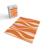 Mid Century Modern Retro Lounge Striped Ogee Pattern Pink Orange Cream Jigsaw Puzzle Gallery Image 2