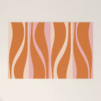 Mid Century Modern Retro Lounge Striped Ogee Pattern Pink Orange Cream Welcome Mat Gallery Image 1