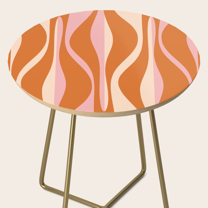 Mid Century Modern Retro Lounge Striped Ogee Pattern Pink Orange Cream Side Table Gallery Image 2