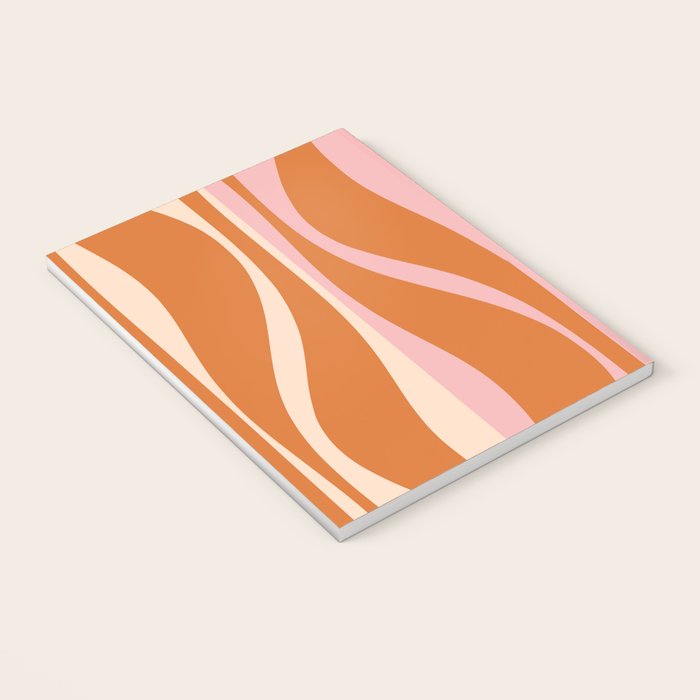 Mid Century Modern Retro Lounge Striped Ogee Pattern Pink Orange Cream Notebook Gallery Image 3