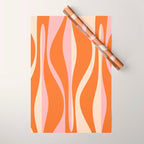 Mid Century Modern Retro Lounge Striped Ogee Pattern Pink Orange Cream Wrapping Paper Gallery Image 1