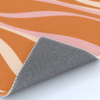 Mid Century Modern Retro Lounge Striped Ogee Pattern Pink Orange Cream Rug Gallery Image 4