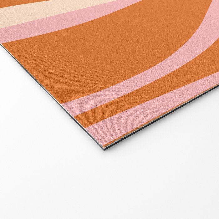 Mid Century Modern Retro Lounge Striped Ogee Pattern Pink Orange Cream Welcome Mat Gallery Image 2