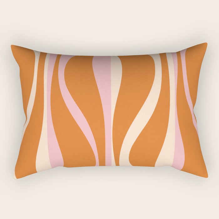 Mid Century Modern Retro Lounge Striped Ogee Pattern Pink Orange Cream Rectangular Pillow Gallery Image 2