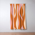 Mid Century Modern Retro Lounge Striped Ogee Pattern Pink Orange Cream Window Curtain Gallery Image 3
