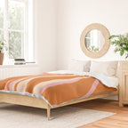 Mid Century Modern Retro Lounge Striped Ogee Pattern Pink Orange Cream Duvet Cover Gallery Image 2
