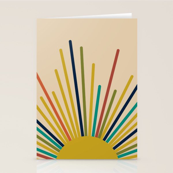 Multicolor Mid Century Modern Sunburst 5 Stationery Card Gallery Image 2