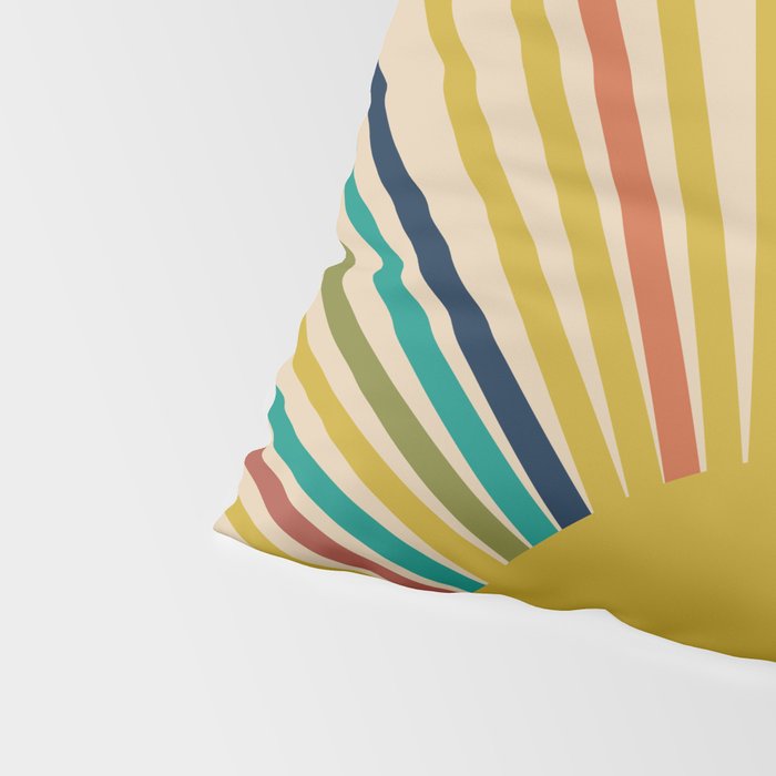 Multicolor Mid Century Modern Sunburst 5 Pillow Sham Gallery Image 4