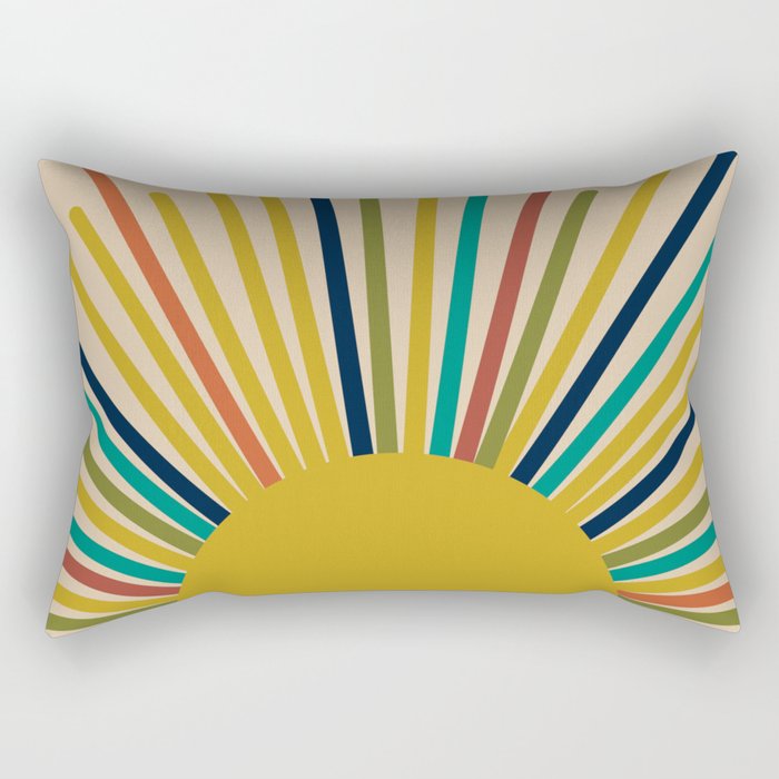 Multicolor Mid Century Modern Sunburst 5 Rectangular Pillow Gallery Image 1