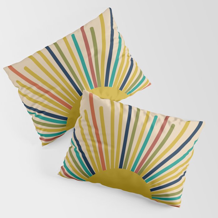 Multicolor Mid Century Modern Sunburst 5 Pillow Sham Gallery Image 3