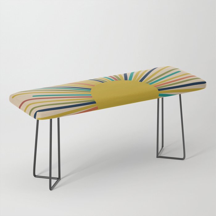 Multicolor Mid Century Modern Sunburst 5 Bench Gallery Image 1