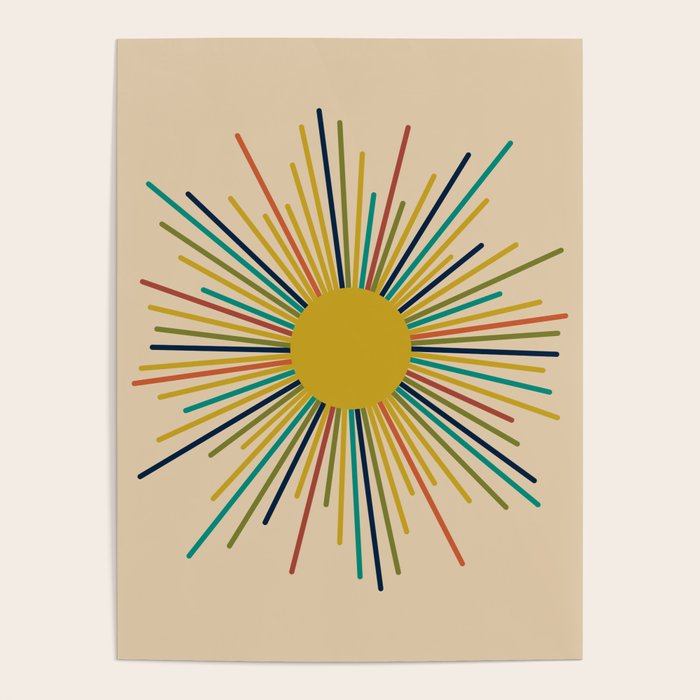 Multicolor Mid Century Modern Sunburst 5 Poster Gallery Image 4