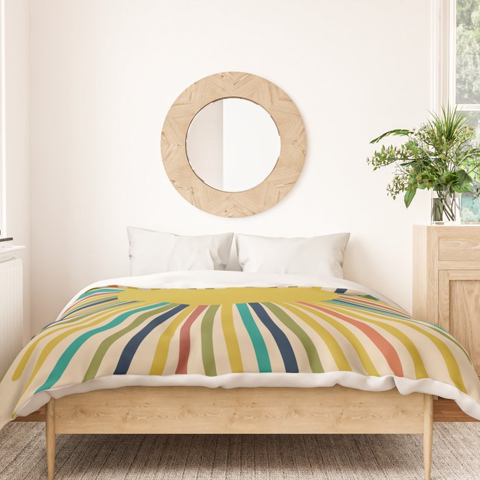 Multicolor Mid Century Modern Sunburst 5 Duvet Cover Gallery Image 3