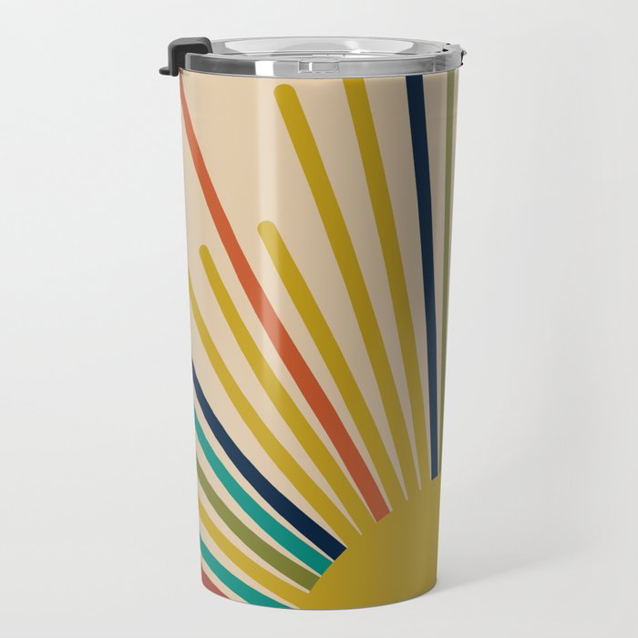 Multicolor Mid Century Modern Sunburst 5 Travel Mug Gallery Image 3