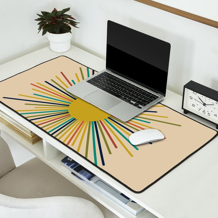 Multicolor Mid Century Modern Sunburst 5 Desk Mat Gallery Image 2