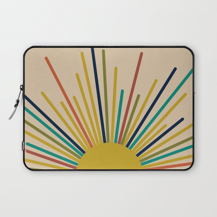Multicolor Mid Century Modern Sunburst 5 Laptop Sleeve Gallery Image 1