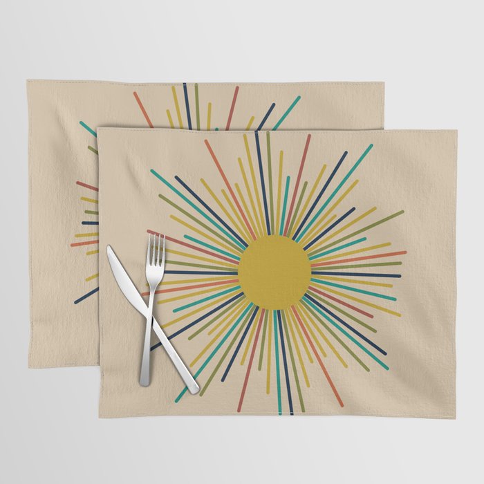 Multicolor Mid Century Modern Sunburst 5 Placemat Gallery Image 1