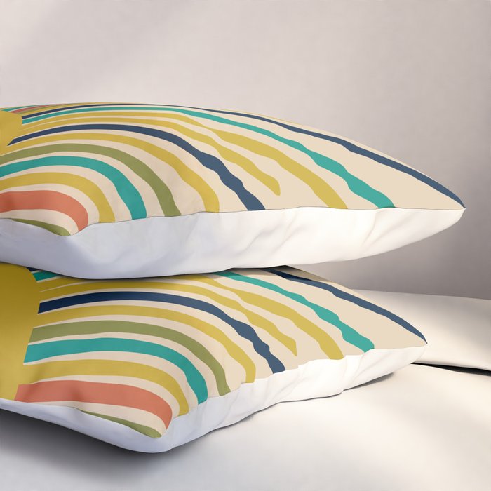 Multicolor Mid Century Modern Sunburst 5 Pillow Sham Gallery Image 3