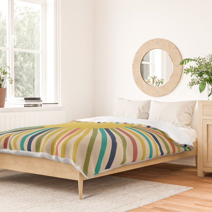 Multicolor Mid Century Modern Sunburst 5 Duvet Cover Gallery Image 2