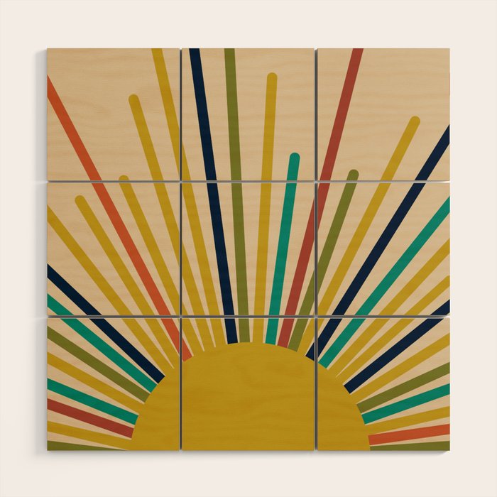 Multicolor Mid Century Modern Sunburst 5 Wood Wall Art Gallery Image 1