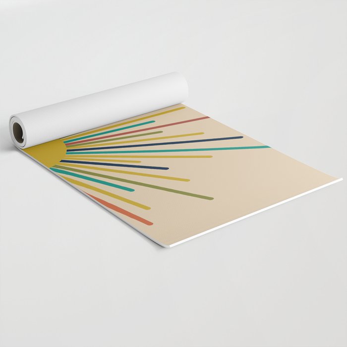 Multicolor Mid Century Modern Sunburst 5 Yoga Mat Gallery Image 2