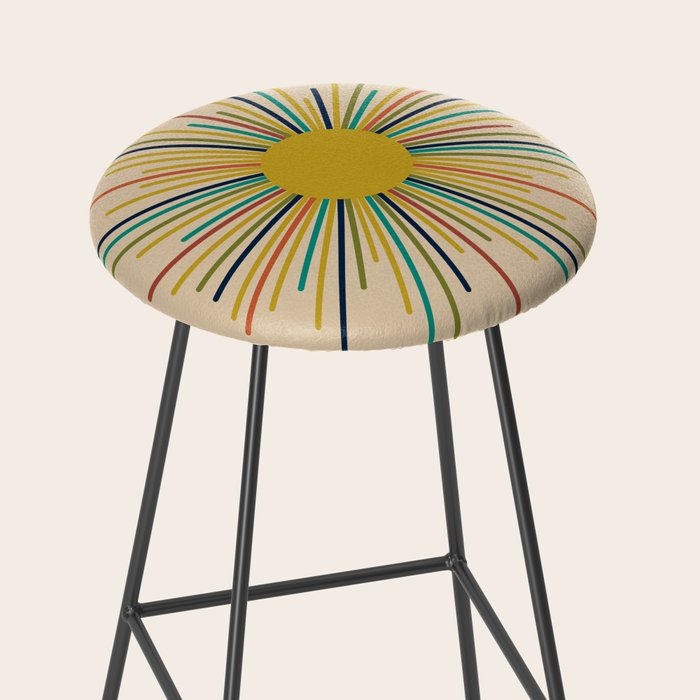 Multicolor Mid Century Modern Sunburst 5 Stool Gallery Image 2