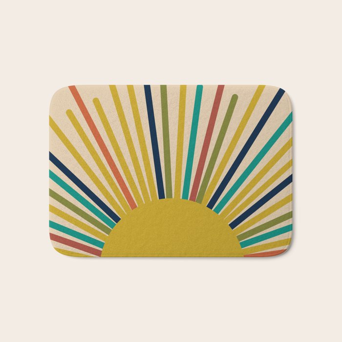 Multicolor Mid Century Modern Sunburst 5 Bath Mat Gallery Image 1