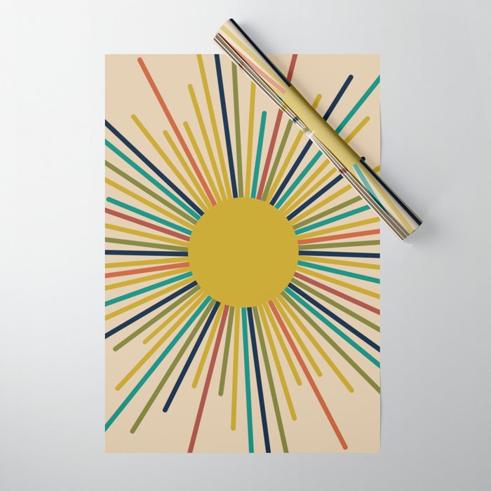Multicolor Mid Century Modern Sunburst 5 Wrapping Paper Gallery Image 1