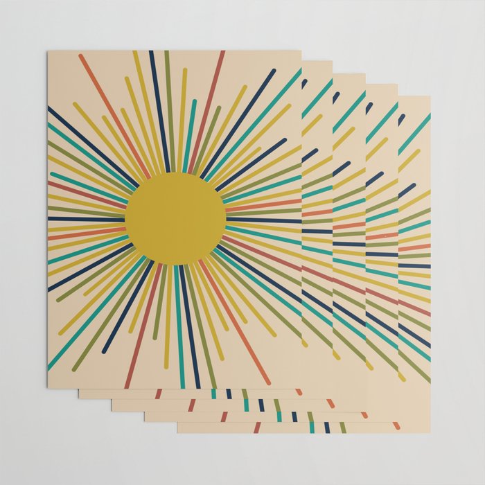 Multicolor Mid Century Modern Sunburst 5 Wrapping Paper Gallery Image 3