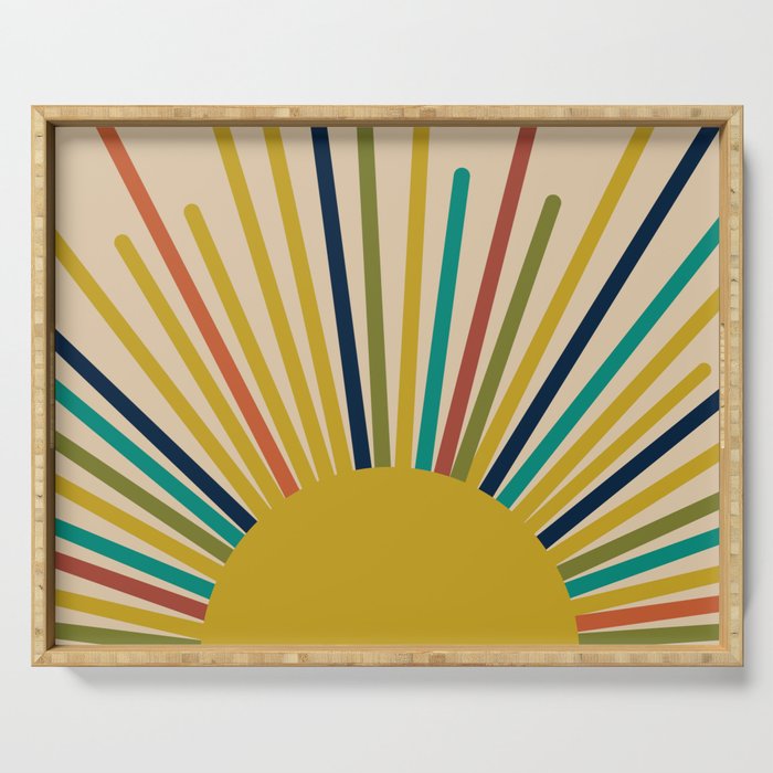 Multicolor Mid Century Modern Sunburst 5 Serving Tray Gallery Image 1