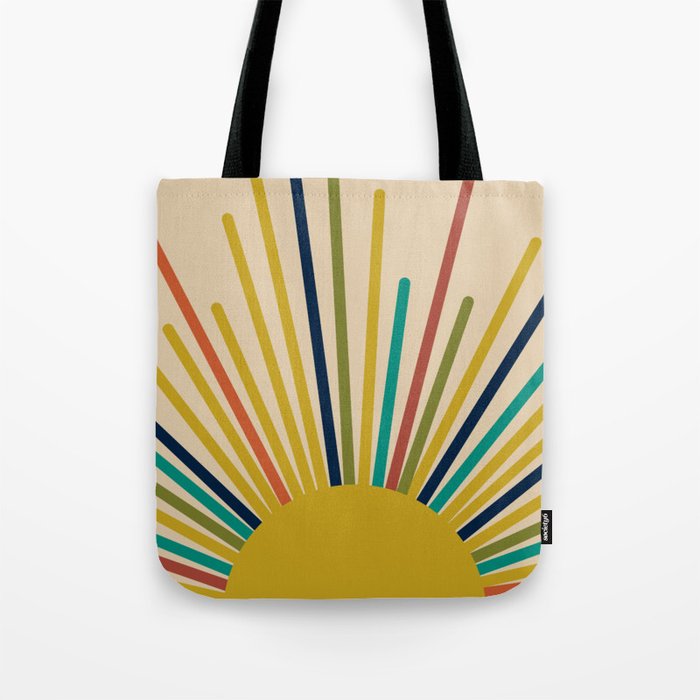 Multicolor Mid Century Modern Sunburst 5 Tote Bag Gallery Image 1
