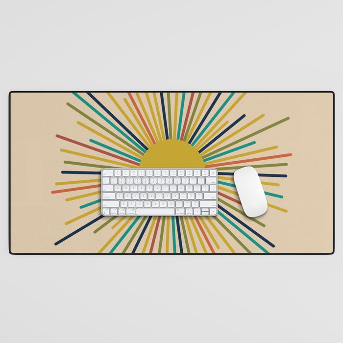 Multicolor Mid Century Modern Sunburst 5 Desk Mat Gallery Image 1